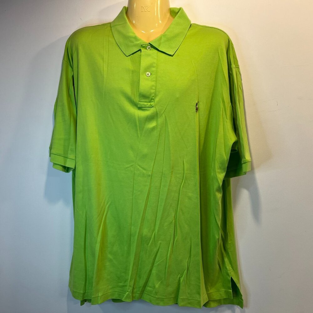 Polo Ralph Lauren Men's Lime Green Pima Soft Touch Polo Shirt - Men's 2XLT - Picture 3 of 5